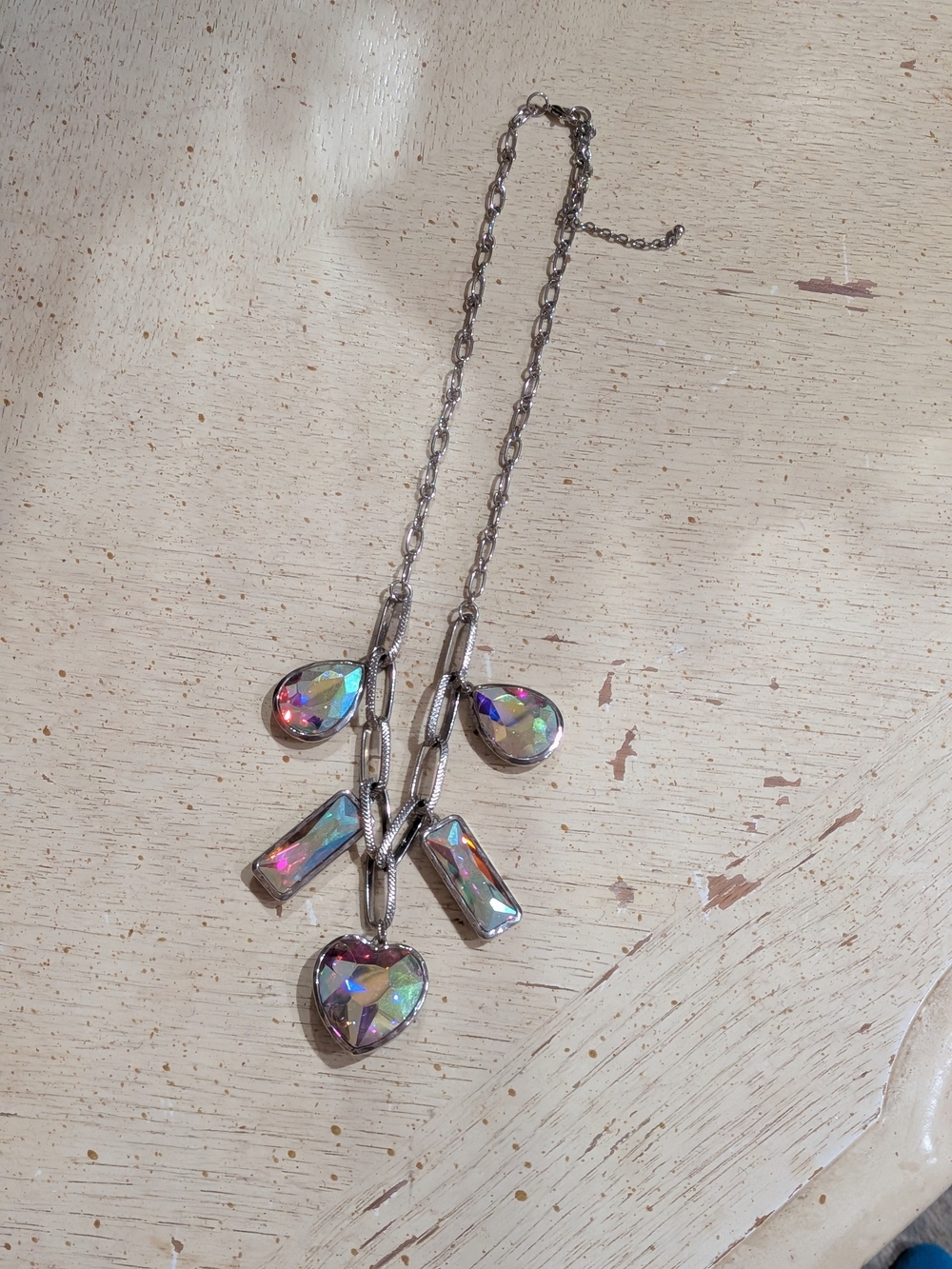 Aurora Crystal Multi-Shape Pendant Necklace - Silver